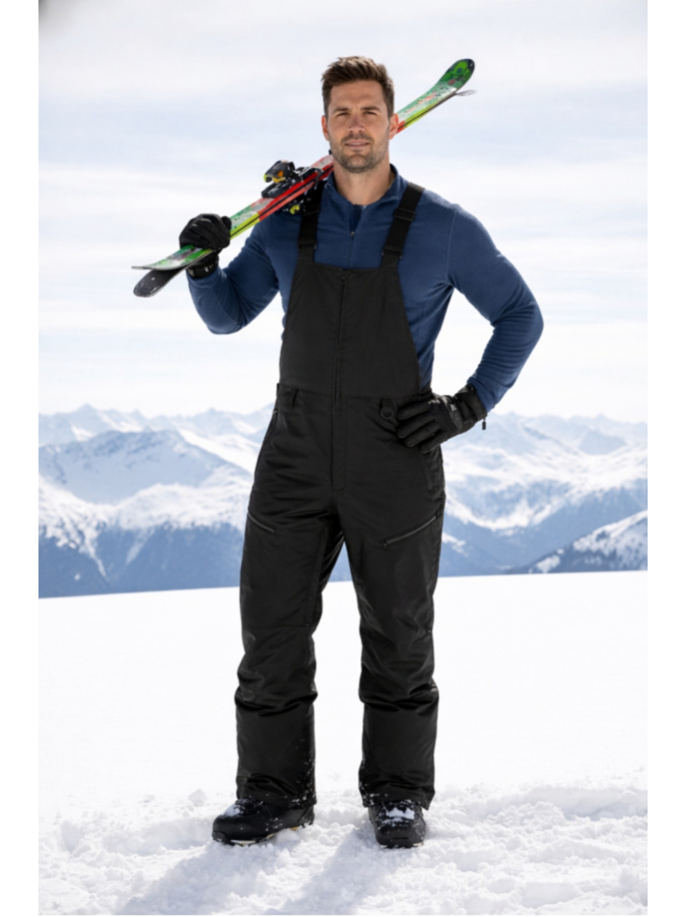 SWISS TECH Black Ski Snowboard Bib Overalls Large